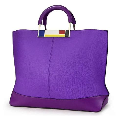 High Quality European Purple Designer Real Leather Women Handbag ...