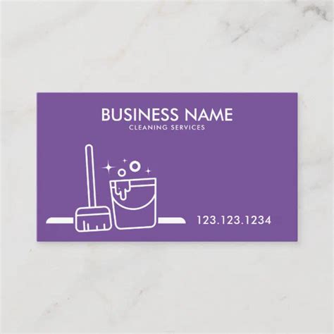 Professional White and Purple Bucket Cleaning Business Card | Zazzle