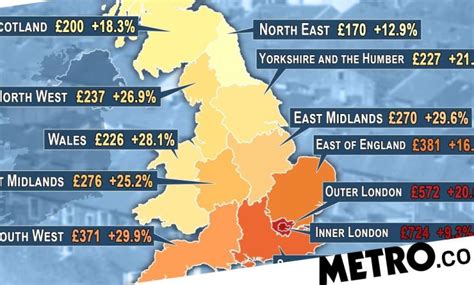 This map shows how much a square foot of property costs in different parts of the UK - Real ...