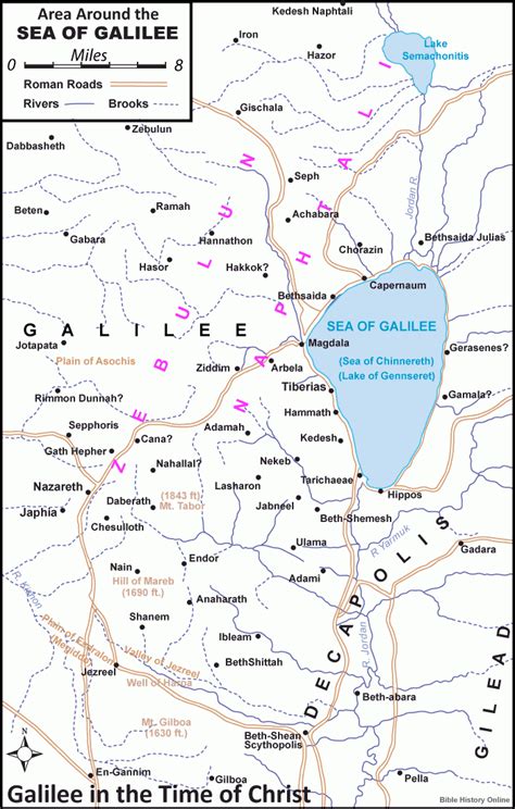 Sea Of Galilee Map Jesus Time In Area