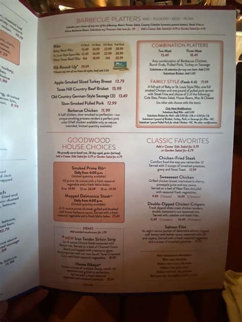 Menu at Goodwood Barbecue Co, Riverdale