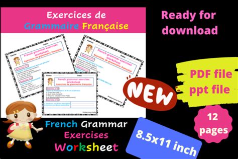 French Grammar Exercises Worksheet Graphic by Ebiliana Shop · Creative Fabrica