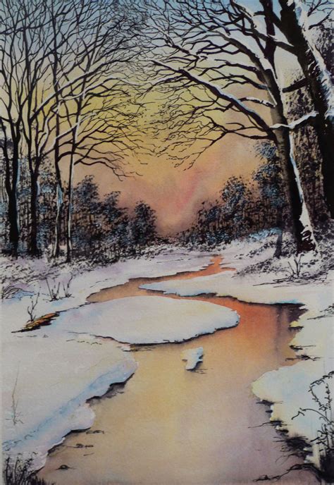 Winter Sun - Watercolour and Inks Painting by Nicki Saunders Winter Sun, Ink Painting ...