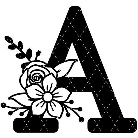 Letter A Floral Monogram SVG