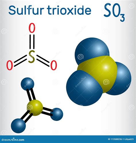 Sulfur Trioxide, SO3, Molecule Model And Chemical Formula Cartoon ...