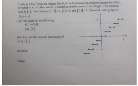 Solved 5. (4 pts.) The "greatest integer function" is | Chegg.com