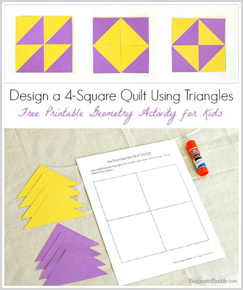 Geometry for Kids: Quilt Activity Using Triangles (Free Printable ...