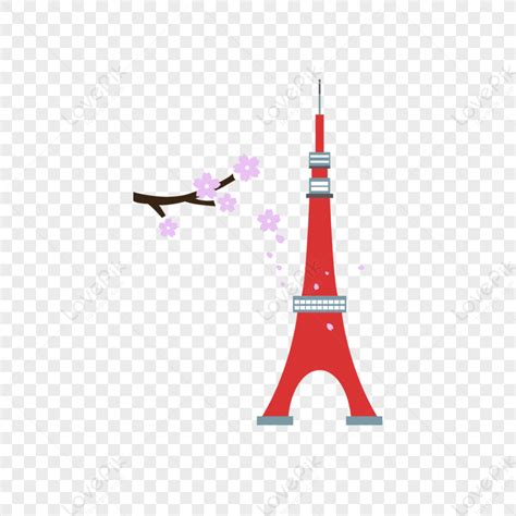 Japanese-style Tokyo Tower Cherry Blossom Creative Simple Elements ...