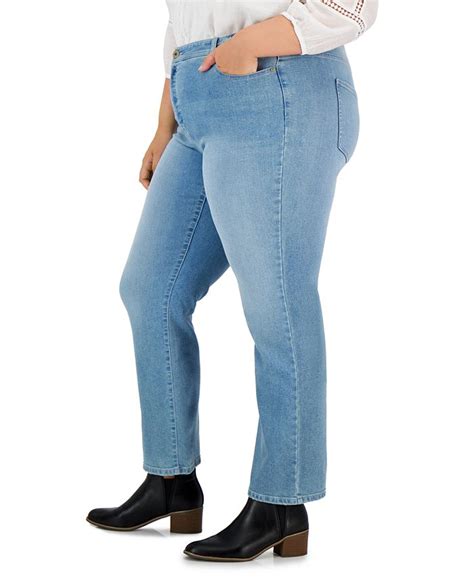 Style & Co Plus Size Mid-Rise Straight Jeans, Created for Macy's ...