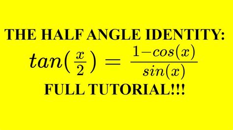 Deriving the half angle formula for Tangent - YouTube