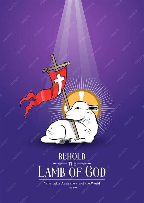 Premium Vector | Lamb with cross christian symbol