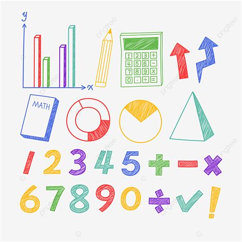 Gambar Simbol Matematika Sekolah Warna Menggambar Bahan Doodle Gambar Infografis, Simbol ...