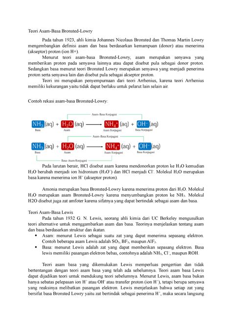 Teori Asam basa brownsted lowry - Teori Asam-Basa Bronsted-Lowry Pada tahun 1923, ahli kimia ...