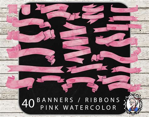 Pink Banner Clipart Ribbon Clipart Watercolor Ribbons Clip - Etsy