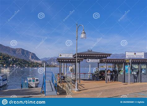 Lake Maggiore at Stresa with the Ferry Terminal To Isola Bella - Island Bella Editorial Photo ...