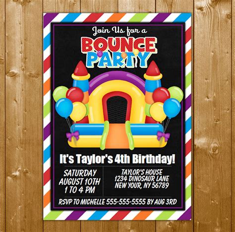 Bounce House Party Invitation Printable Colorful Birthday Party Invite | Birthday party ...