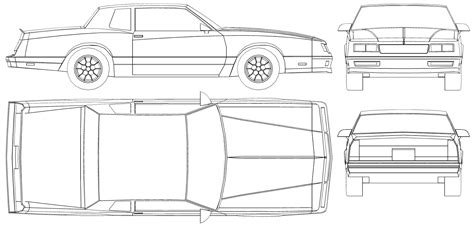 1986 Chevrolet Monte Carlo SS Coupe blueprints free - Outlines