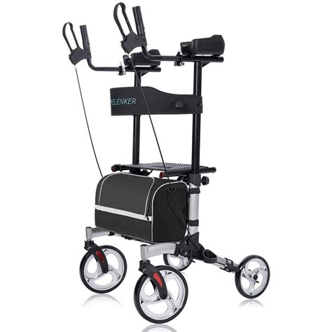 ELENKER Upright Walker, Stand Up Folding Rollator Walker with 10” Front ...