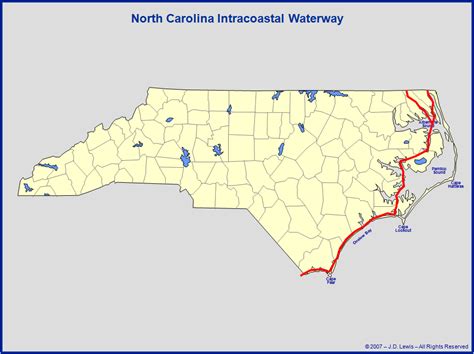 North Carolina Transportation & Travel - The Intracoastal Waterway Map