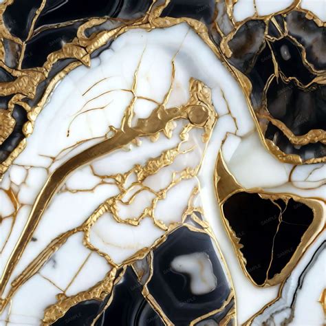 Gold Veins on Black and White Marble – Pattern Crew