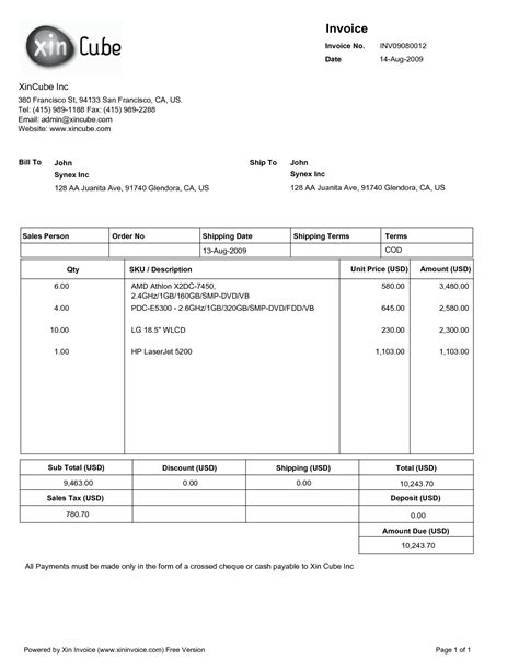 Generic Invoice Template Pdf | Invoice Template Ideas