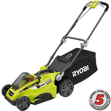 Ryobi 16 in. 40-Volt Lithium-Ion Cordless Battery Walk Behind Push Lawn Mower with 4.0 Ah ...