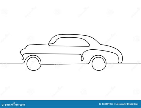 Retro Car Continuous Line Vector Illustration Stock Vector ...