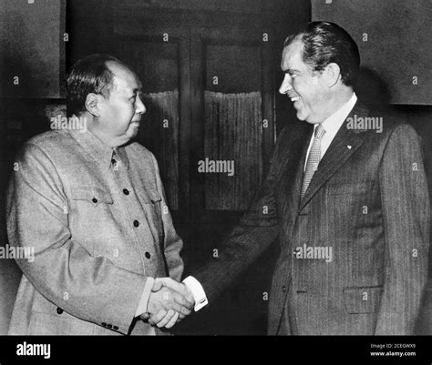 Mao and Nixon. US President Richard Nixon shaking hands with Chinese ...