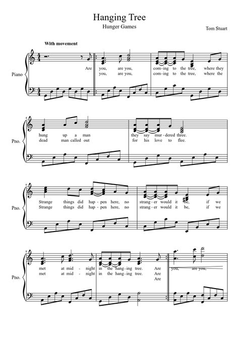 Hanging Tree sheet music for Piano download free in PDF or MIDI