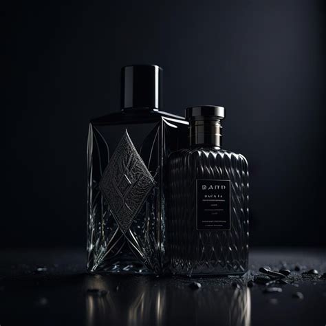 Premium AI Image | Luxurious perfume bottle with black details on a dark background