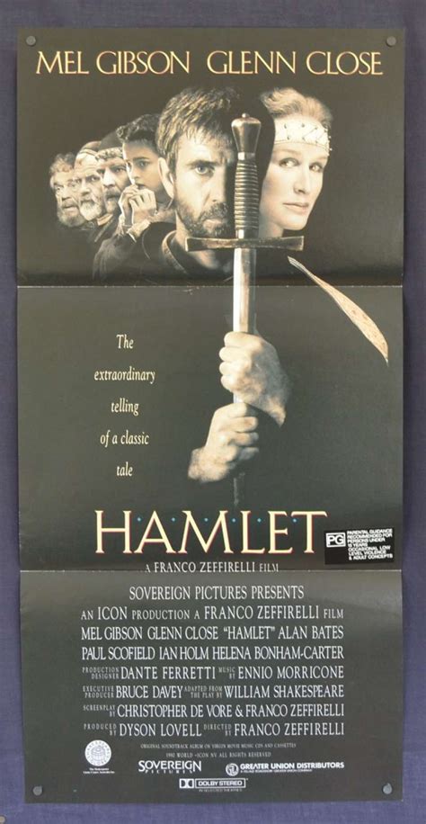 All About Movies - Hamlet Movie Poster Daybill Mel Gibson Glenn Close Shakespeare