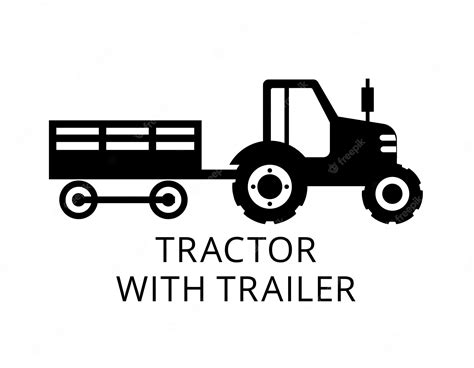 Premium Vector | Tractor with trailer vehicles isolated vector Silhouettes.