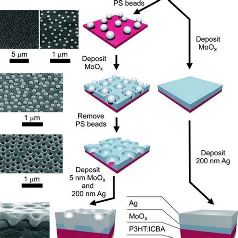 Fabrication process flow for an organic solar cell containing a... | Download Scientific Diagram