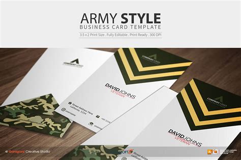 Army Style Business Card Template (483578) | Business Cards | Design Bundles