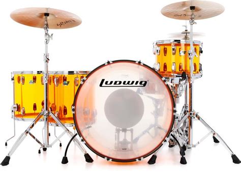 Ludwig Vistalite John Bonham Zep Set Shell Pack with Snare Drum - Amber ...