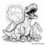 Dinosaur Volcano Coloring Pages  Free & Printable sketch template