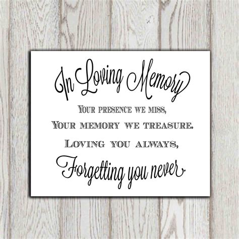 In loving memory of print Memorial table Wedding memorial sign | Etsy