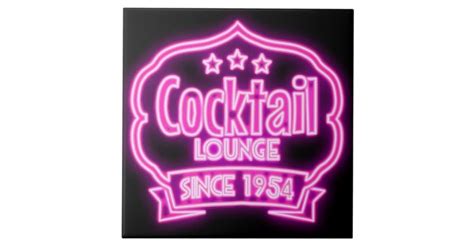 Cocktail lounge retro vintage neon sign liquor bar ceramic tile ...