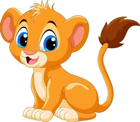 Premium Vector | Cute baby lion cartoon | Baby animal drawings, Cartoon lion, Baby lion