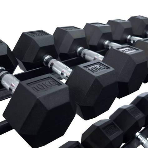 Rubber Hex Dumbbells Sets 10-25/30kg - Expert Leisure