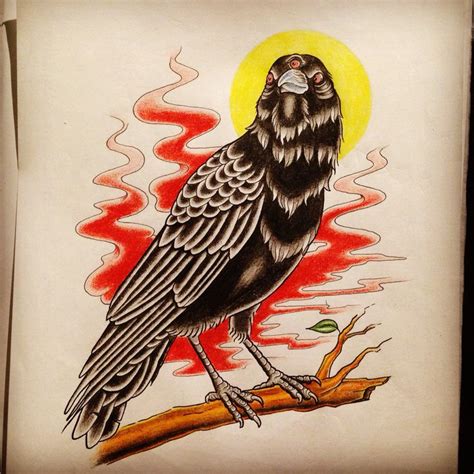 Three eyed crow tattoo design. | Crow tattoo, Crow tattoo design ...