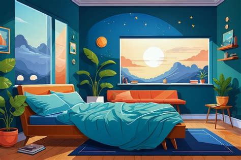 Premium Photo | Flat vector illustration of a cozy bedroom