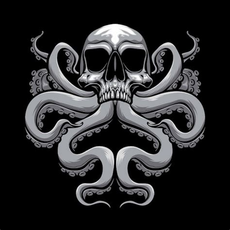 Premium Vector | Skull kraken tentacle vector illustration