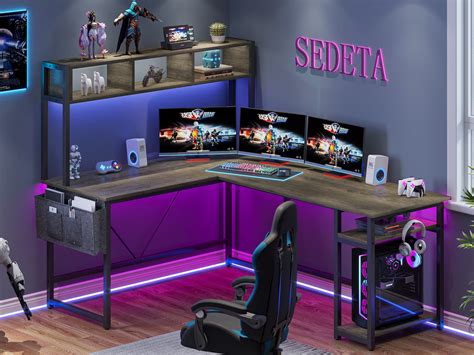 Buy Sedeta L Shaped Desk, 94.5 Inch Office Desk, Reversible Corner ...