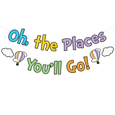 Buy MZ.ogm Oh The Places You'll Go Banner, Colorful Dr. Seuss Party ...