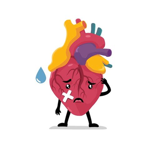 Premium Vector | A cartoon heart with ill and a sad face