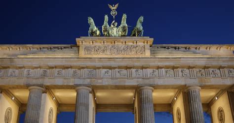 Historic Columns Berlin Iconic Brandenburg Gate Quadriga Evening Night ...