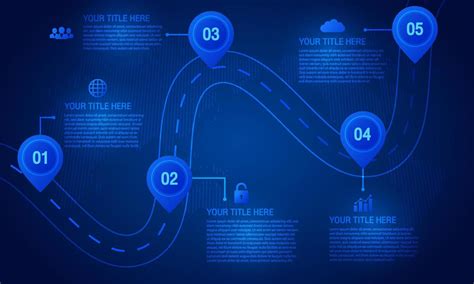 timeline digital concept with blue background. road map to success with ...