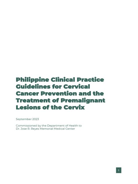 (CPG) Philippine Clinical Practice Guidelines For Cervical Cancer Prevention and The Treatment ...