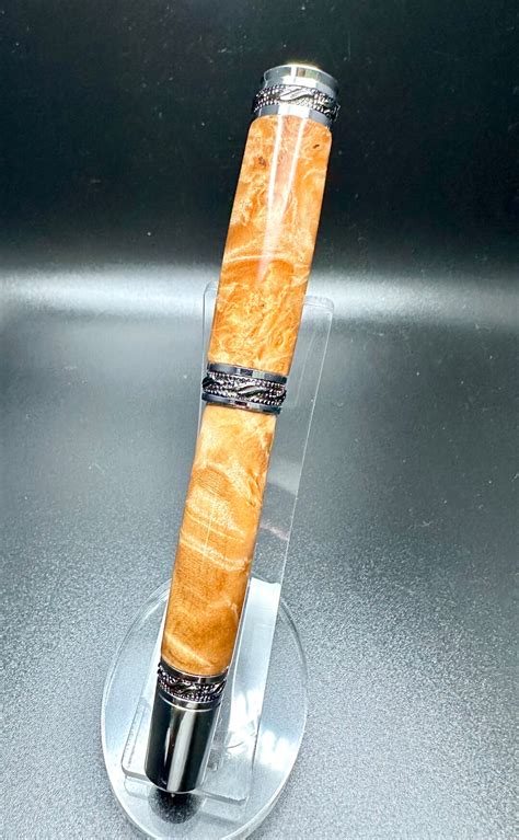 Handmade Maple Burl Wood Pen. High Quality, Large Majestic Pen Kit With Swarovski Crystal Jewel ...